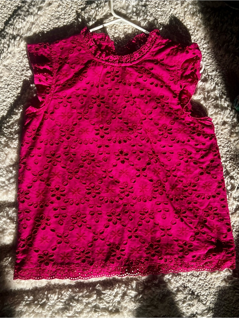 Jennifer & Grace Hot Pink Eyelet Ruffle Top Size S